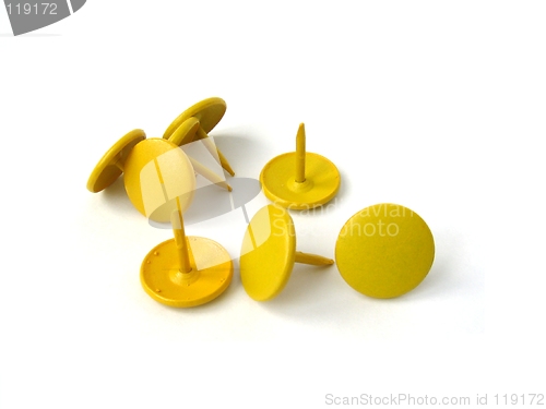 Image of Yellow thumbtacks