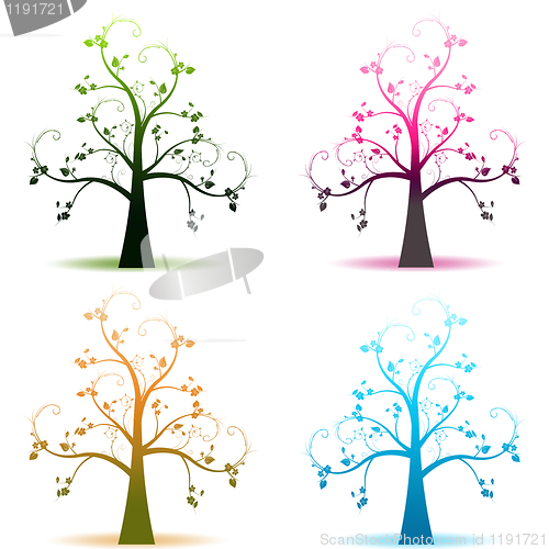 Image of Abstract art trees of four seasons 