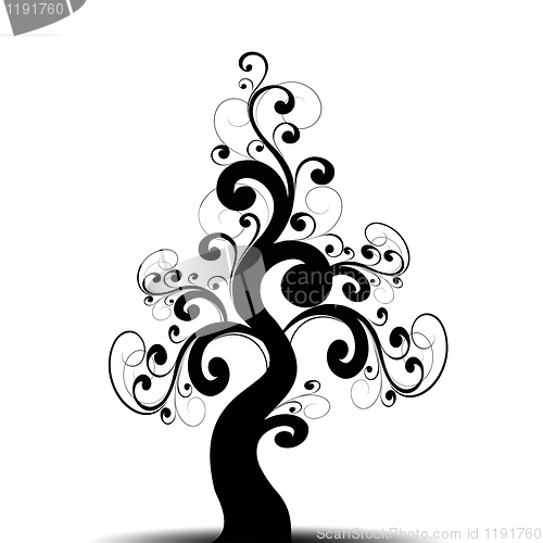 Image of Beautiful art tree and black silhouette 