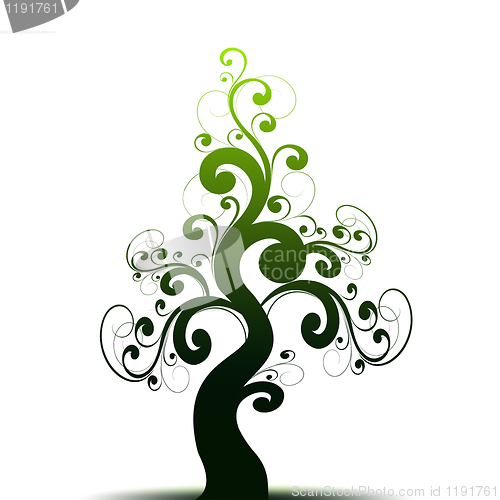 Image of Beautiful art tree and green silhouette 