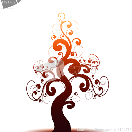 Image of Beautiful art tree and red silhouette 