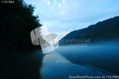 Image of River landscape at sunset