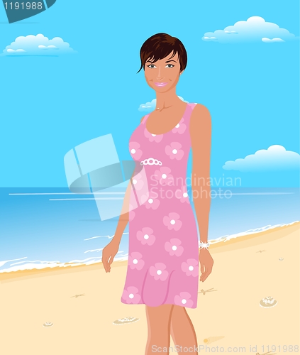 Image of beautifu girl on beach