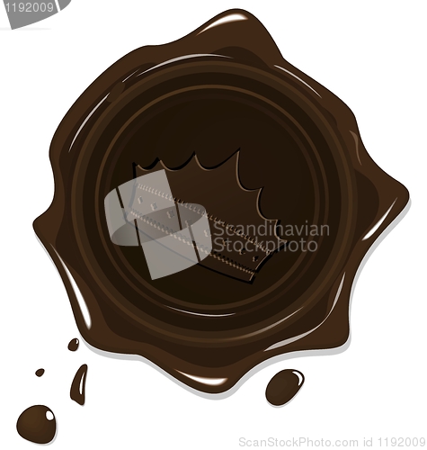 Image of Illustration of wax grunge brown seal with crown