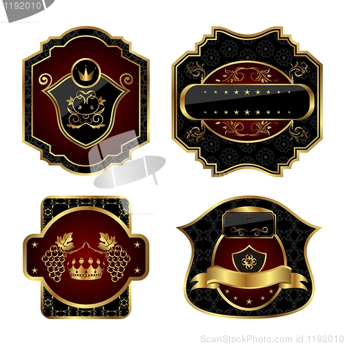 Image of set black gold-framed labels