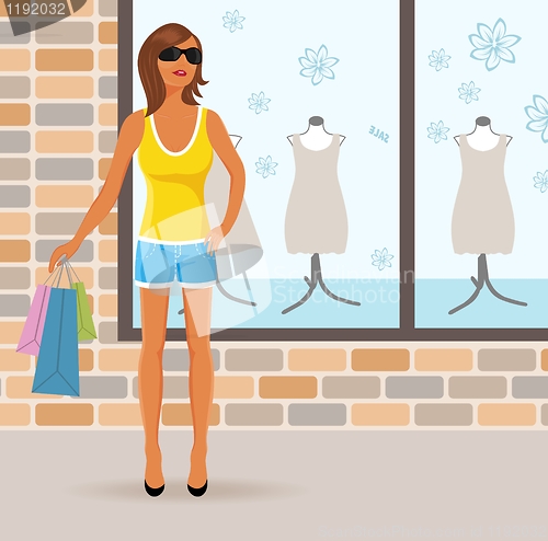 Image of modern girl with shopping bags