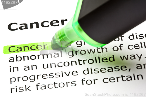 Image of 'Cancer' highlighted in green