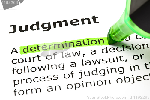 Image of 'Determination' highlighted, under 'Judgment'