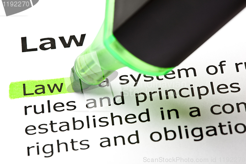 Image of 'Law' highlighted in green