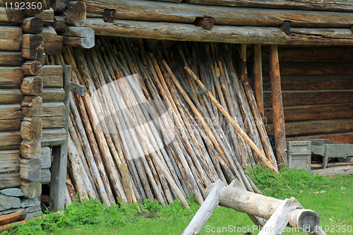 Image of Old norwegian farm detail-barn