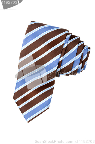 Image of Striped blue, white and brown tie
