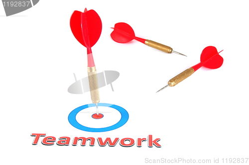 Image of teamwork concept with dart arrow