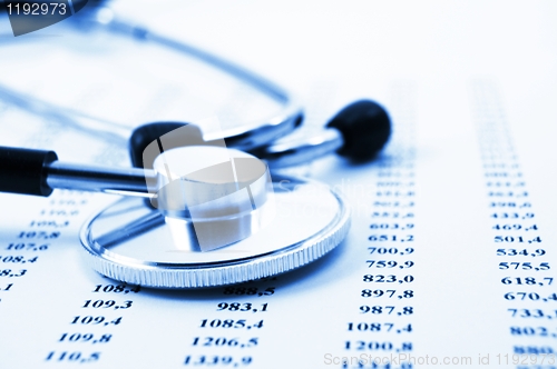Image of stethoscope and data