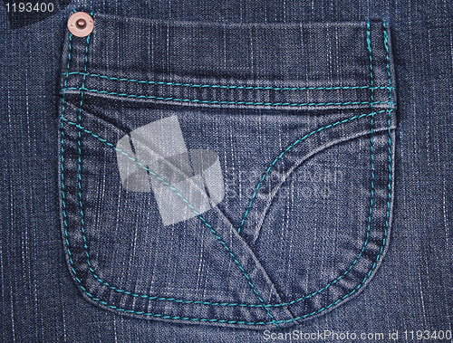 Image of Blue jeans fabric with pocket 