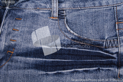 Image of Blue jeans fabric with pocket as background 