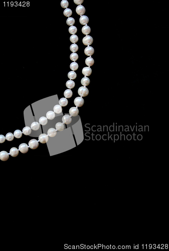 Image of White pearls on the black silk 