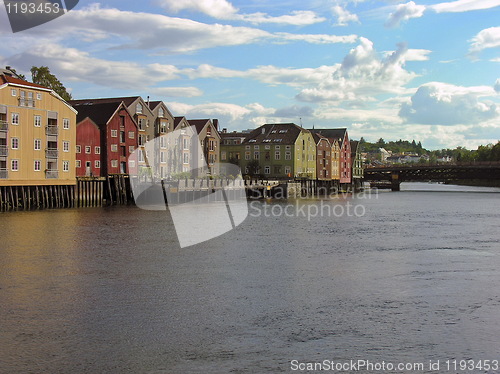 Image of Trondheim old town over a river