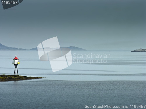 Image of Land marker buoy in norway sea