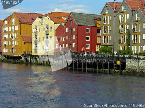 Image of Trondheim old house over a river