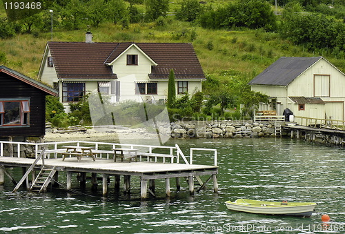 Image of Norway stylish house and boat