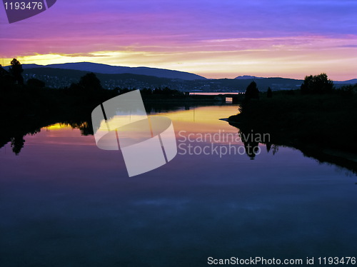 Image of Bergen river in sunset