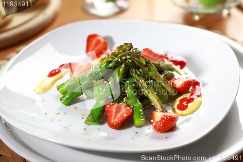 Image of Caramelized asparagus with strawberry