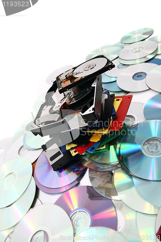 Image of  hdd, floppy, dvd and cd-rom  data background