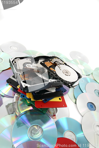 Image of  hdd, floppy, dvd and cd-rom  data background