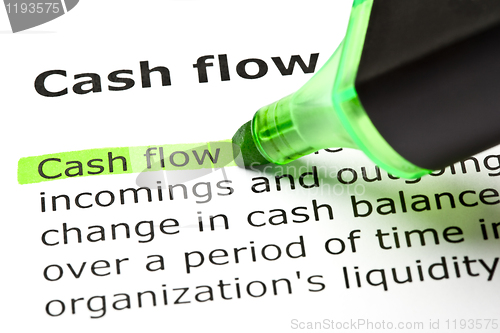 Image of 'Cash flow' highlighted in green