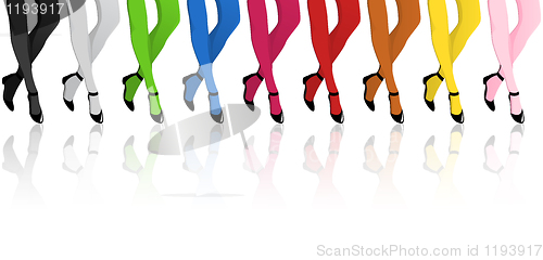 Image of Girls Legs with Colorful Stockings