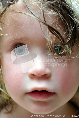 Image of small cute girl portrait after a bath