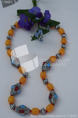 Image of Necklace in yellow,turqouise and red colours