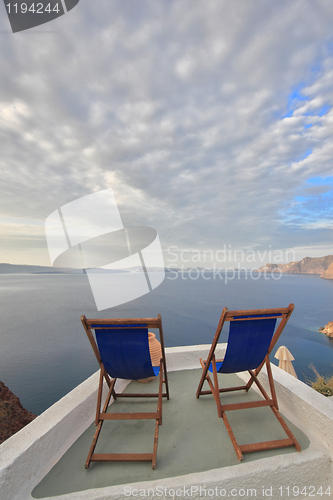 Image of Sunbeds on Santorini