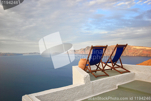 Image of Sunbeds on Santorini