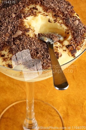 Image of Vanilla custard and chocolate dessert