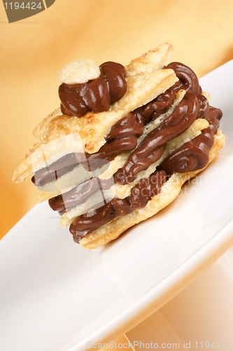 Image of Chocolate cream and almond millefeuille