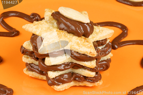 Image of Chocolate cream and almond millefeuille
