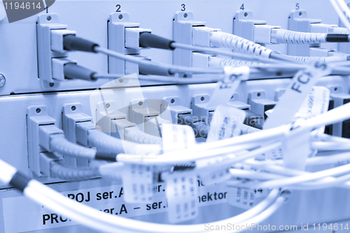 Image of Fiber cables connected to servers 