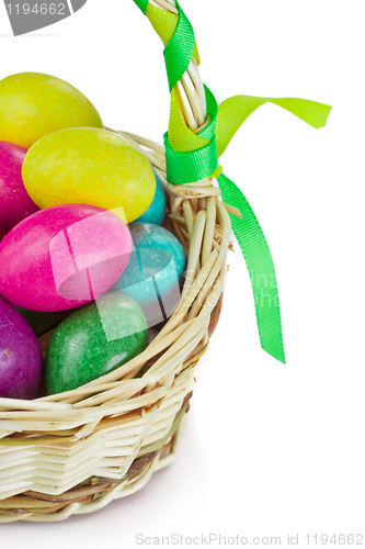 Image of colorful easter eggs in basket