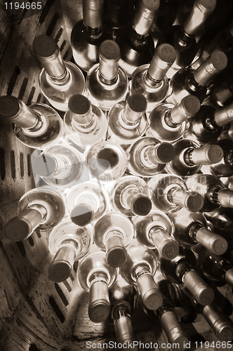 Image of wine bottles stacked up