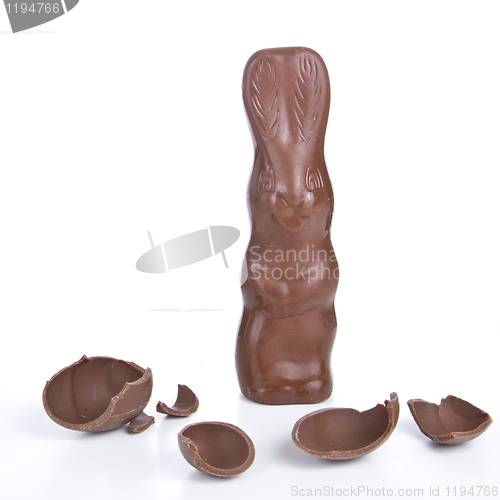 Image of easter bunny with cracked egg