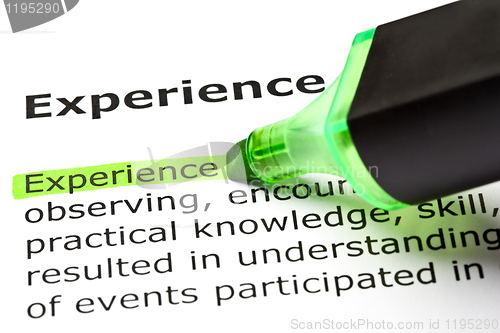 Image of 'Experience' highlighted in green