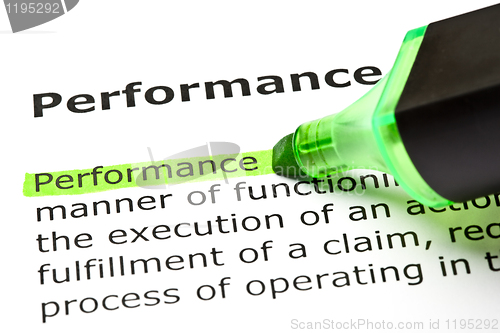 Image of 'Performance' highlighted in green