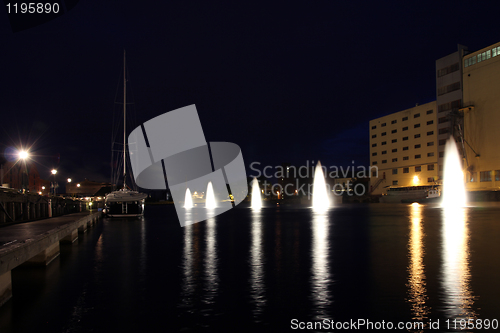 Image of Night by the harbor.