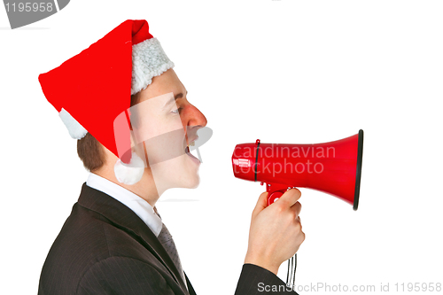 Image of Businessman with chrismas hat