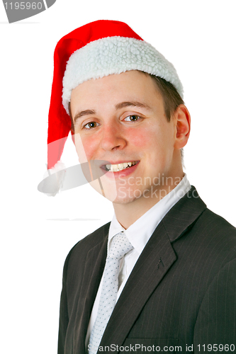 Image of Businessman with chrismas hat