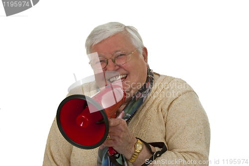 Image of Female senior with megaphone