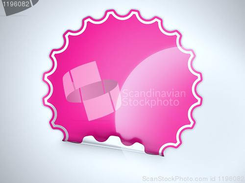 Image of Magenta round bent sticker or label 