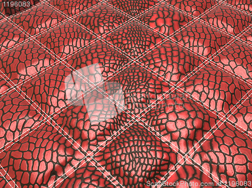 Image of Red stitched Alligator skin with rectangles