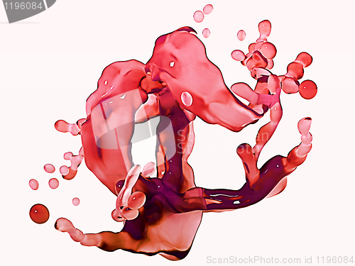 Image of Splash of red colorful liquid with droplets